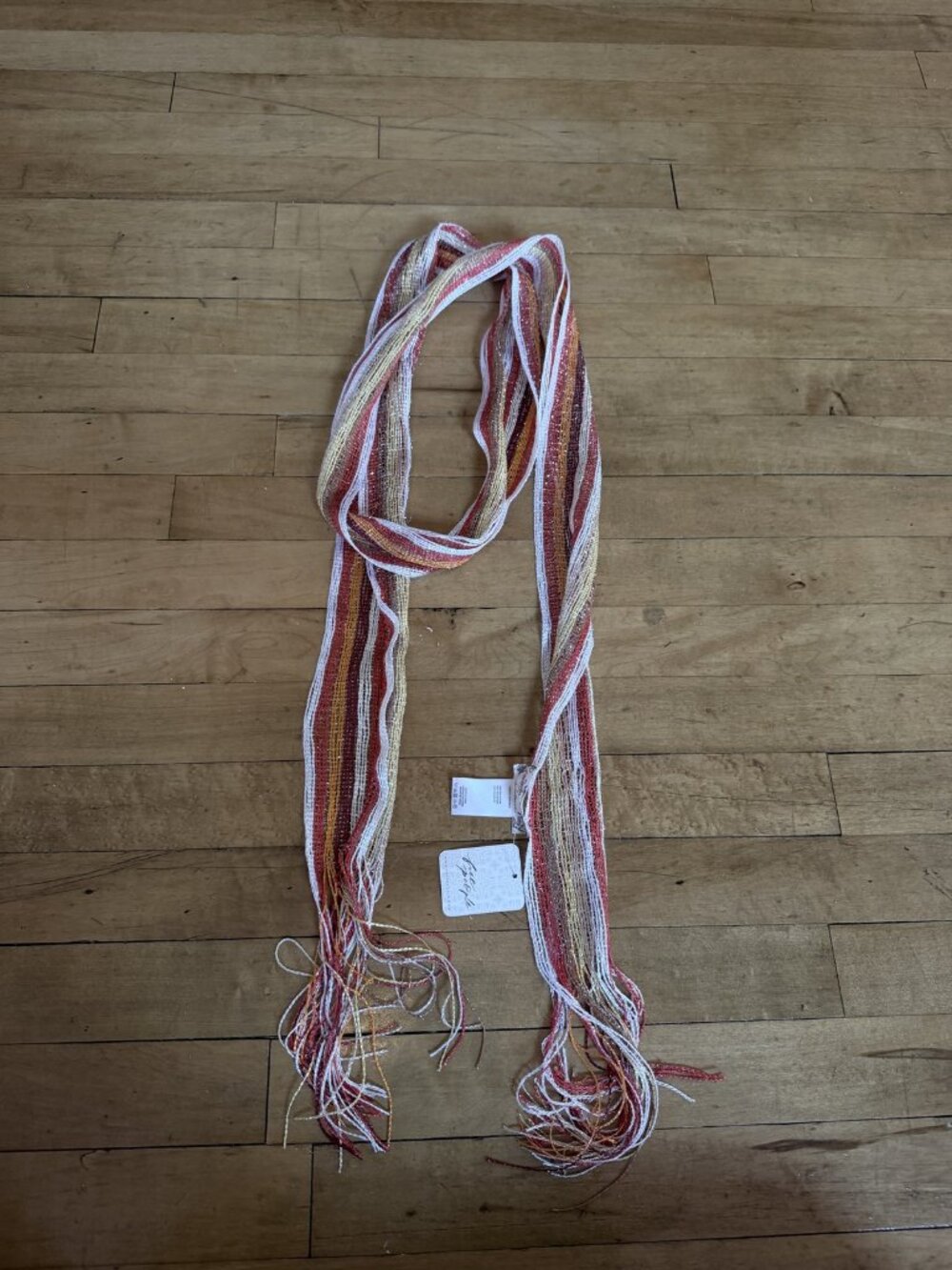 NWT Free People Metallic Striped Skinny Fringe Scarf